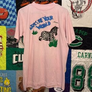 RARE Vintage 90s “Explore Your World” Zebra Graphic Tee by AloRe